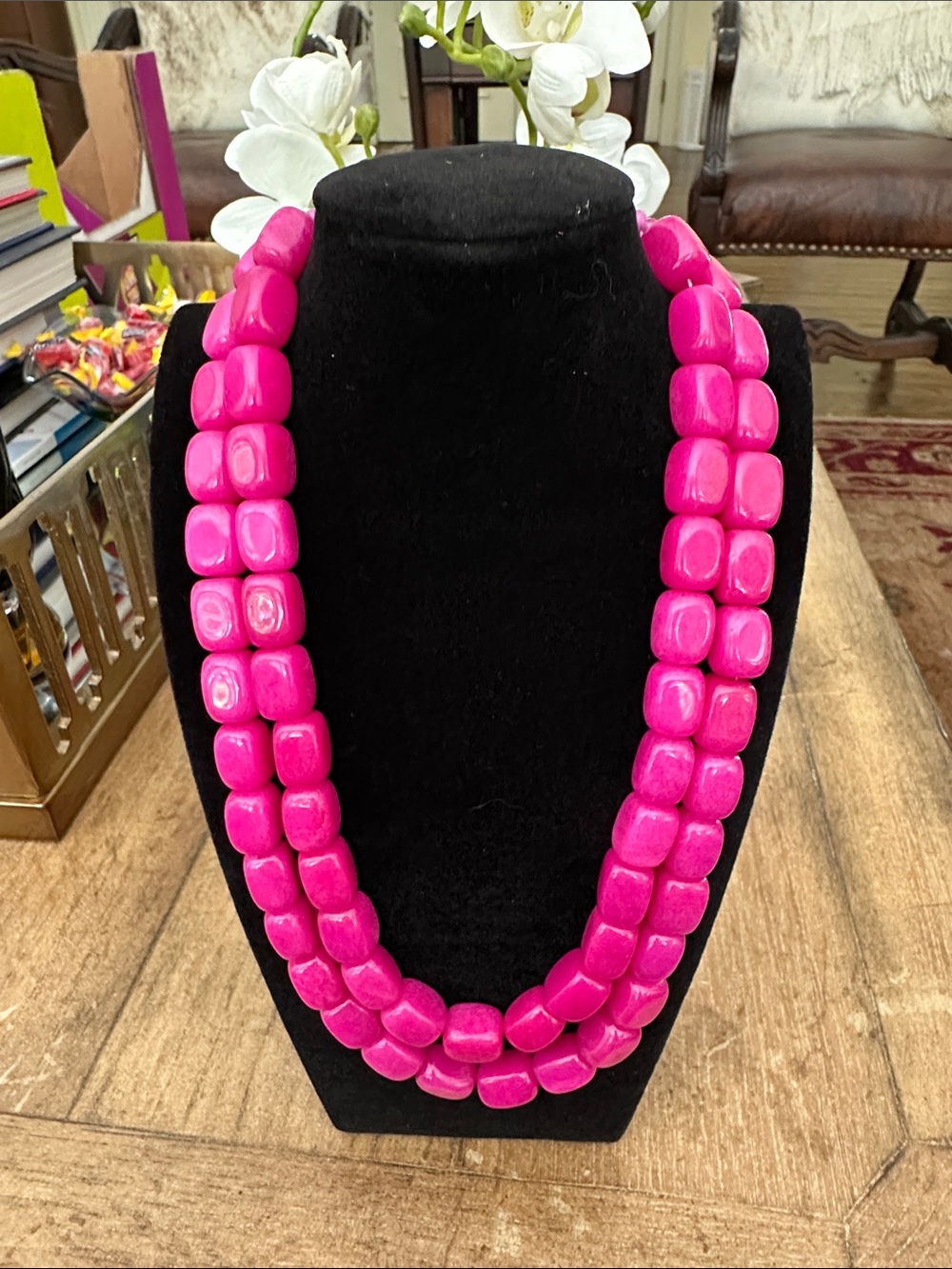 Bold Fuchsia Double-Strand Beaded Necklace - Women Jewelry